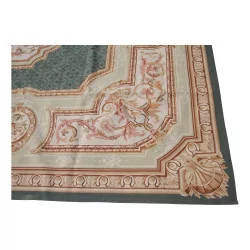 Aubusson rug in wool design 0291 - G. Colours: green, pink, …