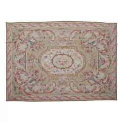 块 Aubusson 羊毛设计 0026 地毯。颜色：米色、粉色、……