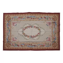 Aubusson rug in wool design 0053. Colours: red, green, …