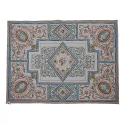 Aubusson 羊毛设计 0179 地毯。颜色：米色、蓝色……