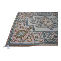 Aubusson rug in wool design 0179. Colours: beige, blue, …