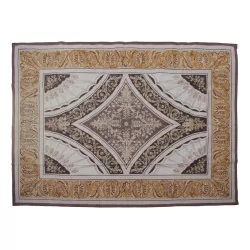 Aubusson 羊毛设计 0243 地毯。颜色：棕色、米色、……