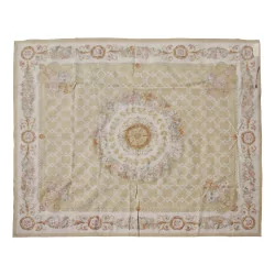 Aubusson rug in wool design 0280-Y. Colors: Brown, …