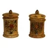 Pair of pharmacy pots in beige ceramic with floral decor, … - Moinat - Chinaware, Porcelain