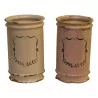 Pair of earthenware pharmacy jars (1x white and 1x rosé), - Moinat - Chinaware, Porcelain