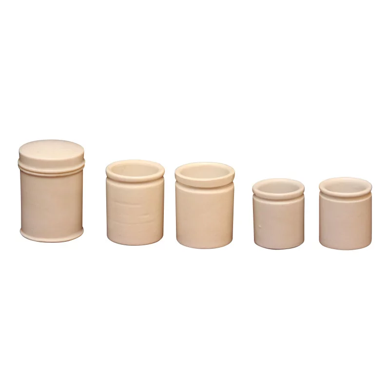 Set of 5 pharmacy jars with earthenware lid. Era : … - Moinat - Pharmacie