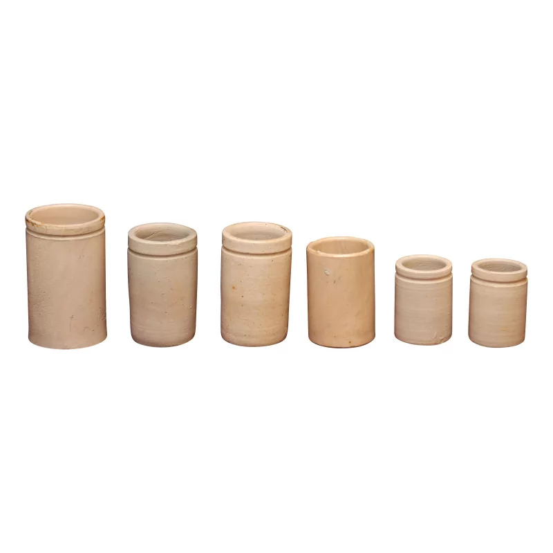 Series of 6 ceramic pharmacy pots. Period: 20th … - Moinat - Pharmacie
