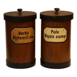 Pair of 2 large cardboard wooden pots with plastic lids