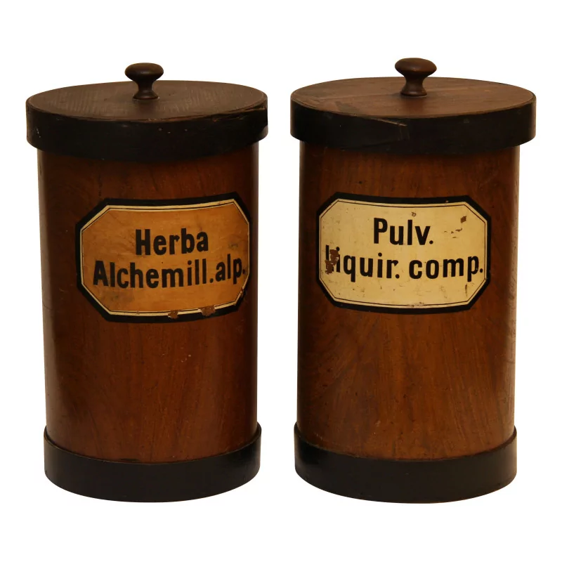 Paar 2 große Papptöpfe aus Holz mit Kunststoffdeckeln - Moinat - Dekorationszubehör
