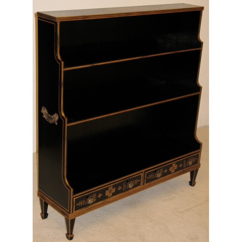 Cascading bookcase in black painted wood and golden threads. - Moinat - Bookshelves, Bookcases, Curio cabinets, Vitrines Cascading bookcase in black painted wood and golden threads. - Moinat - Bookshelves, Bookcases, Curio cabinets, Vitrines