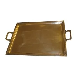 Plateau rectangulaire en argent 800 (2043 gr). Epoque : 19ème