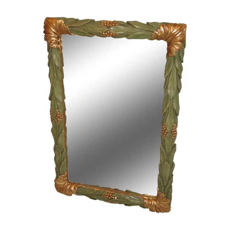 面绿色和金色漆木长方形镜子，框架 - Moinat - 镜子