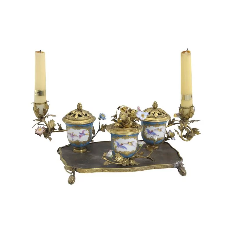 Louis XV style inkwell, with a decorated tray … - Moinat - Office accessories, Inkwells