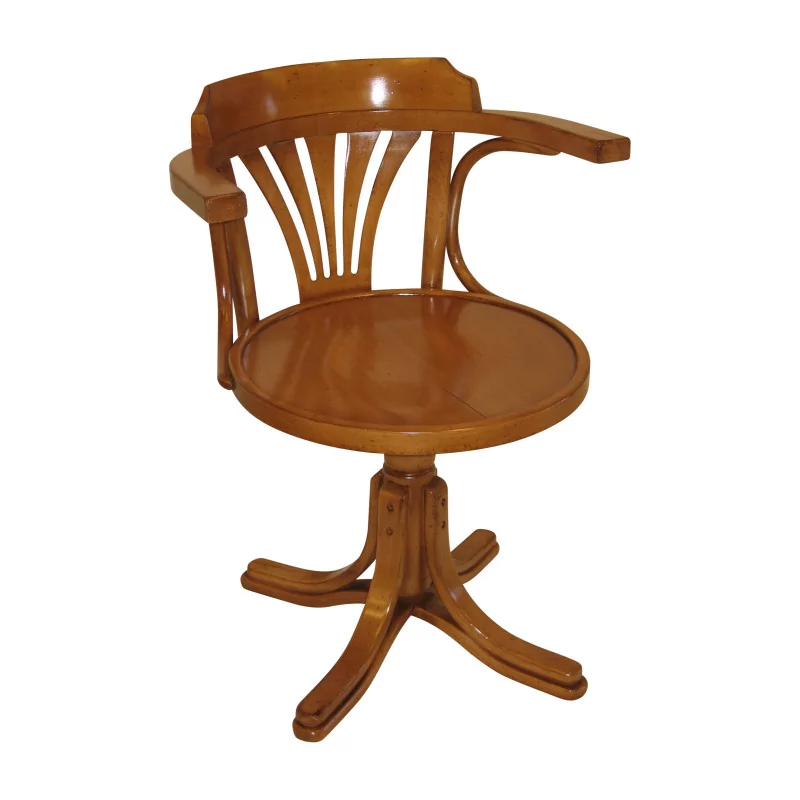rotating office chair in cherry wood with antique patina … - Moinat - Armchairs