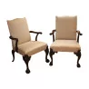 Paar Chippendale-Sessel bezogen mit Filao-Stoff 446-31 … - Moinat - Armlehnstühle, Sesseln