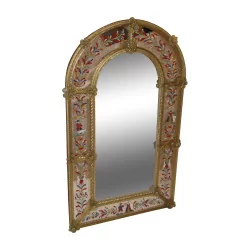 Rounded Venetian mirror with painted decoration and glass decoration …