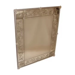 Venetian rectangular mirror with decoration engraved on glass and …