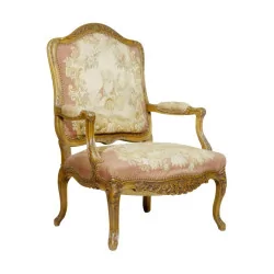 Armchair à la Reine Louis XV in molded and carved beech, …