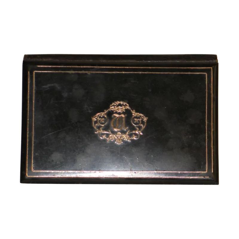 Kartenetui aus schwarzem Holz, mit Messingfaden, monogrammiert, … - Moinat - Dekorationszubehör