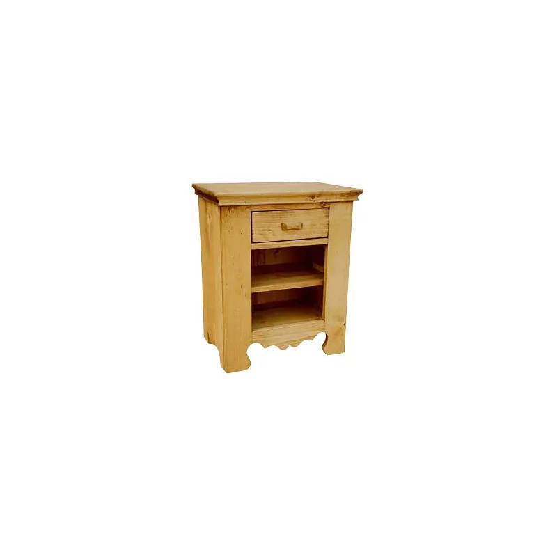 Chevet en bois brut avec 1 tiroir et 1 niche. (Style Chalet) - Moinat - Bouts de canapé, Bouillottes, Chevets, Guéridons