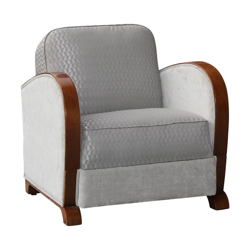 装饰艺术胡桃木扶手椅，表面覆盖织物 - Moinat - 扶手椅