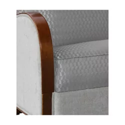 Art Deco armchair in walnut wood, covered in fabric