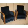 Paire de fauteuils Art-Déco recouvert de tissu bleu. Epoque : … - Moinat - Fauteuils