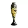gelbe Glasvase mit brauner, geätzter Form, … - Moinat - Schachtel, Urnen, Vasen