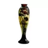 yellow glass vase lined with brown, acid-etched, shape … - Moinat - Boxes, Urns, Vases