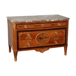 Louis XVI inlaid chest of drawers with 5 drawers, transformed,