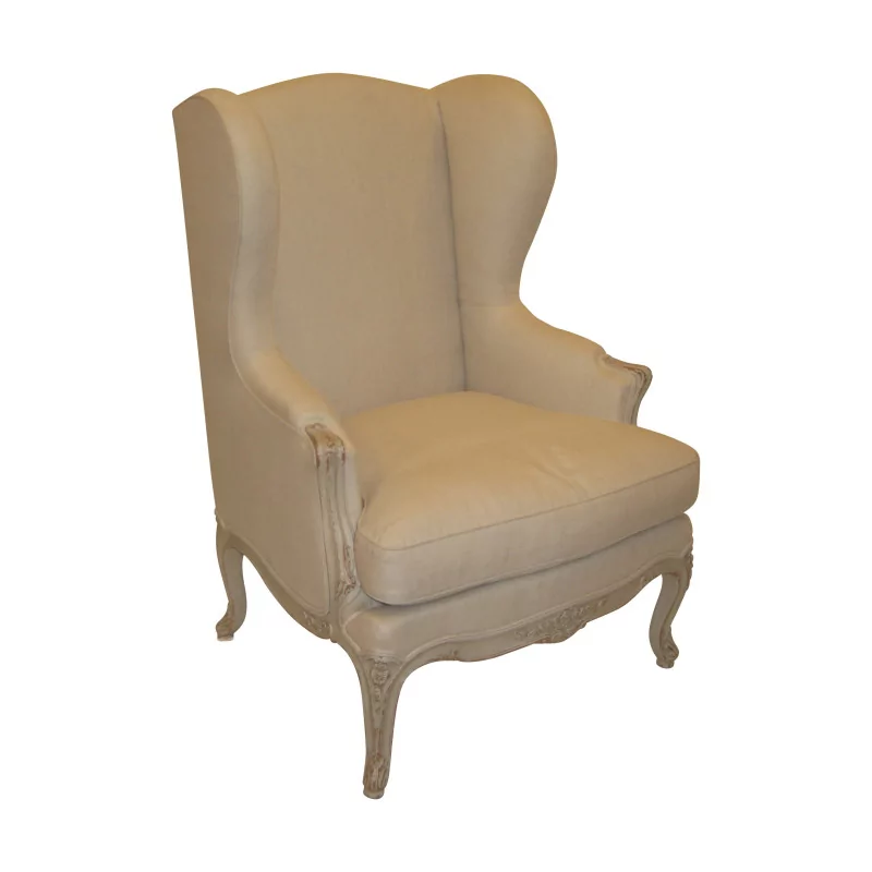“Pompadour” wing chair in painted wood and covered with … - Moinat - Armchairs