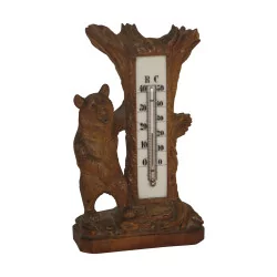 Thermomètre “Ours” en bois sculpté. Début 20ème siècle.