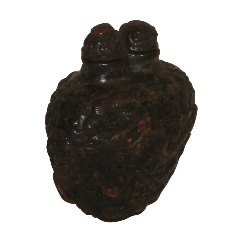 dark amber snuffbox with double stopper. (piece … - Moinat - Chinaware, Porcelain