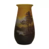 Zylindrische gewölbte Vase aus geätztem Glas mit … - Moinat - Dekorationszubehör