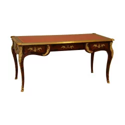 Louis XV style desk in rosewood and violet wood, mounted …
