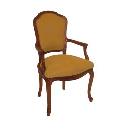 Louis XV style armchair in walnut-stained beech with squares …