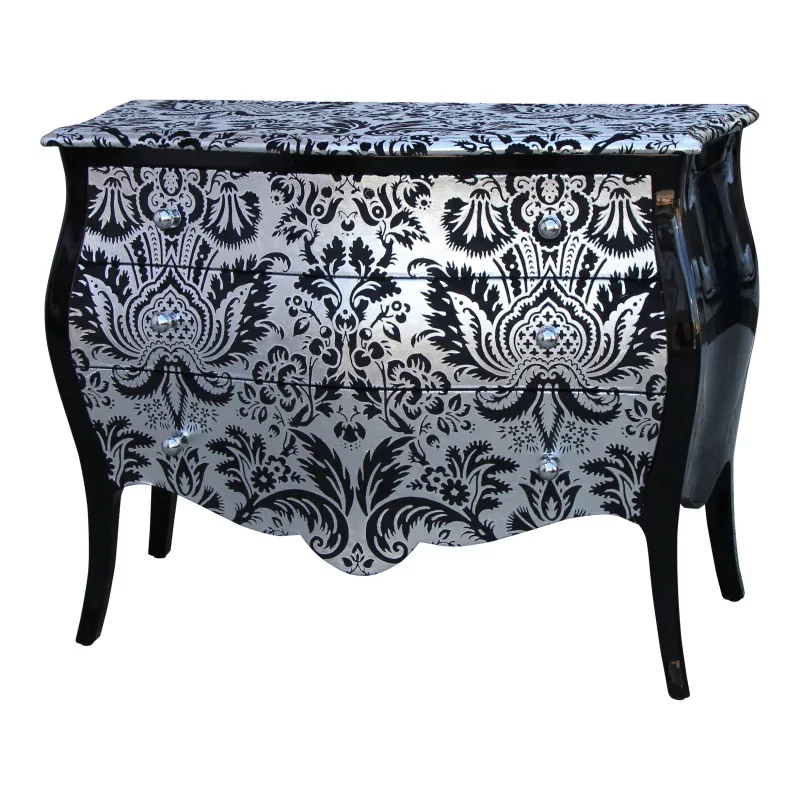 Commode de style Louis XV, 3 tiroirs laqué noir brillant, … - Moinat - Commodes, Chiffonniers, Semainiers