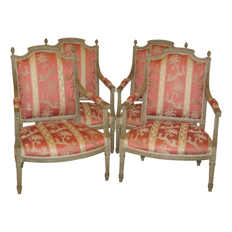 Ensemble de 4 fauteuils “à La Reine” en noyer sculpté laqué … - Moinat - Fauteuils Ensemble de 4 fauteuils “à La Reine” en noyer sculpté laqué … - Moinat - Fauteuils