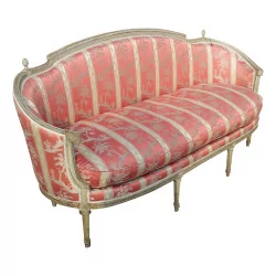 basket sofa “à la Reine” in gray lacquered sculpted walnut …