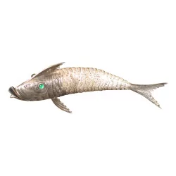 Рыбка из серебра 915 пробы с зелеными глазами. Период: конец …