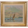 Tableau, aquarelle de Louis Amédée Baudit “Bâteau sur le lac … - Moinat - Tableaux - Paysage
