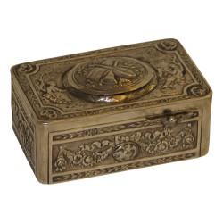 Chiseled 800 silver whistling bird box. Period: late 19th...