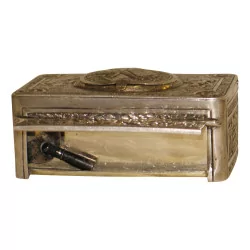 Chiseled 800 silver whistling bird box. Period: late 19th...