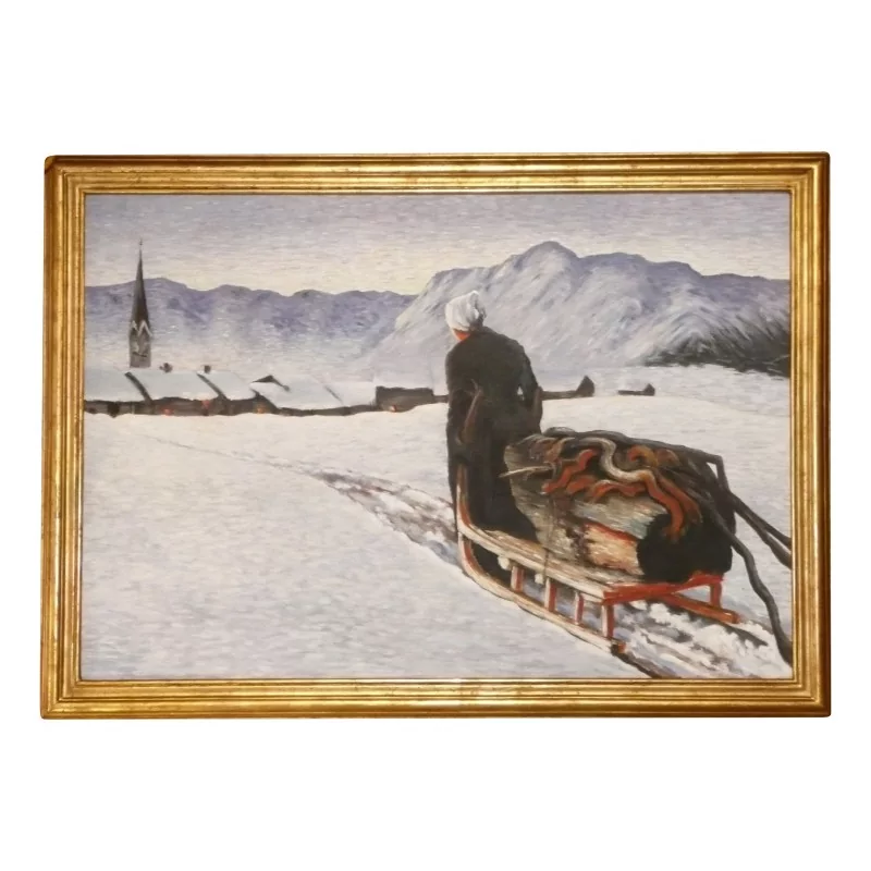 幅布面油画“Retour du bois”，风格为…… - Moinat - 画 - 景观