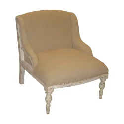 Armchair with white birch armrest.