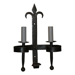 Applique en fer forgé à 2 lumières (modèle) électrifiée avec …