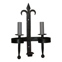 wrought iron wall lamp with 2 lights (model) electrified with …