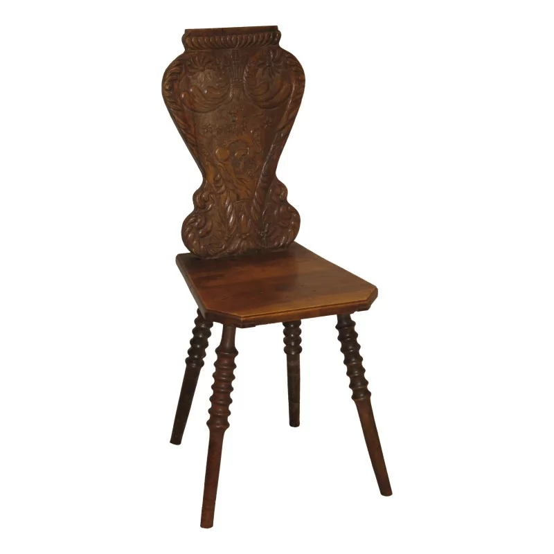 Chaise Scabelle avec pieds tournés et dos sculpté le tout en - Moinat - Chaises