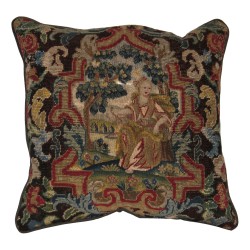 Coussin en tapisserie “ Femme assise ” avec motif au petit …