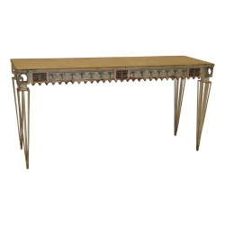 Console “Venecia Palladio” in iron with sheet metal top, the …